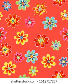 vintage retro floers in seamless pattern
