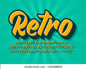 Vintage Retro Font, Brush Script Typeface, 3d Extrude Text Effect, Old Retro Logotype, Poster Headline Design