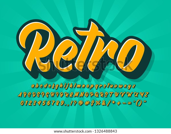 vintage retro\
font, brush script typeface, 3d extrude text effect, old retro\
logotype, poster headline\
design