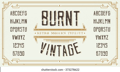 Vintage Retro Font with Sample Text. Handcrafted Decoration Font. 