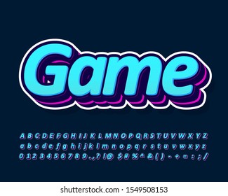 vintage retro font with white outline, alphabet with cool 3d extrude text effect, best type for sticker and brand design