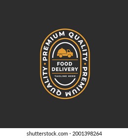 Vintage Retro Food Delivery Catering Logo Emblem Template, Simple Delivery Logo Label for Restaurant, Cafe, Shop, Store, etc