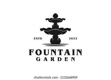 Vintage Retro Fountain Garden Decoration Landscape Logo design