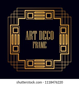 Vintage retro frame in Art Deco style. Creative template in style of 1920s. Vector illustration. EPS 10