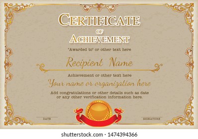 Vintage Retro Frame Certificate Background Design Stock Vector (Royalty ...