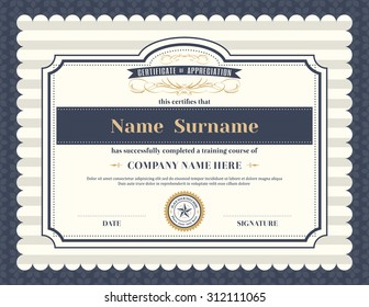Vintage retro frame certificate background design template