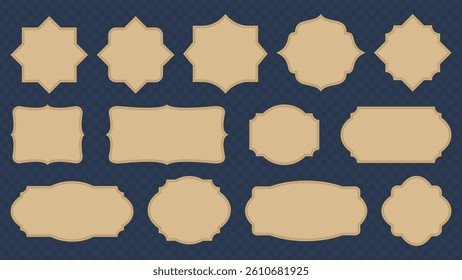 vintage retro frame golden vector set abstract shape minimalist line classic border template