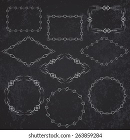 Vintage retro frame set on chalkboard background. Calligraphic design elements.