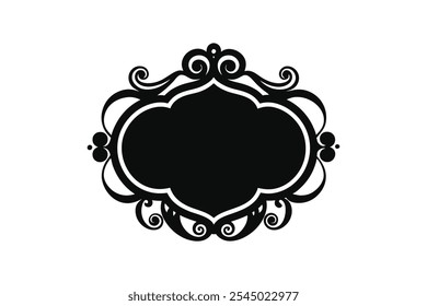 Vintage retro frame silhouette black vector art illustration.