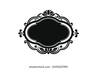 Vintage retro frame silhouette black vector art illustration.