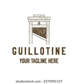 Vintage Retro French Wooden Guillotine Illustration Vector