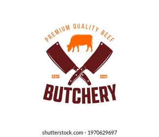 Vintage Retro Fresh Beef, Butchery, Farm Beef Label Stamp Logo design vector