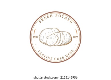 Vintage Retro Fresh Potato Badge Emblem for Product Label Logo Design Vector