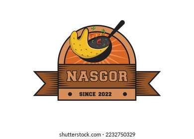 Vintage Retro Fried Rice Logo Design