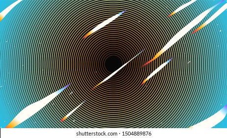 Vintage retro future-classic of tint circle optical illusion with abstract light shapes and grain effect, nostalgic vhs style background