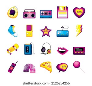 vintage retro gadgets icons set