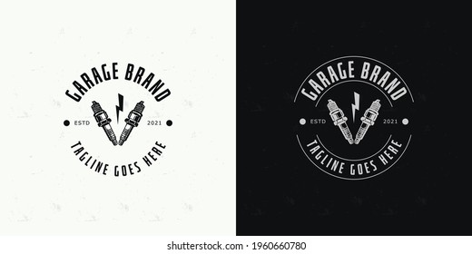 vintage retro garage logo design concept	