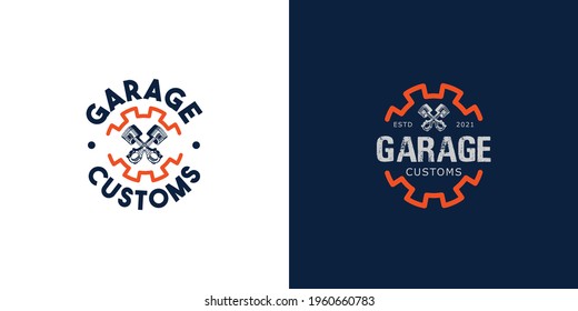 vintage retro garage logo design concept	