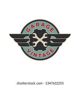 Vintage Retro Garage Logo Template Vector