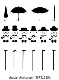 Vintage and retro gentleman icons, vector