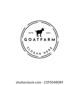 vintage retro goat farm logo design concept idea