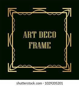 Vintage retro golden frame in Art Deco style. Template for design
