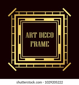 Vintage retro golden frame in Art Deco style. Template for design