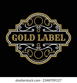 Vintage Retro Golden Ornament or Art Deco Badge Emblem Label Illustration Vector