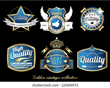 vintage retro golden quality labels