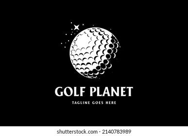 Vintage Retro Golf Ball Planet Globe World for Sport Club Competition Logo Design Vector