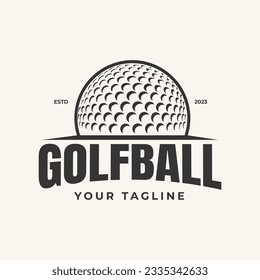 Vintage Retro Golf Ball Vector black and white Sport Club Logo Design Template icon