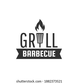 Vintage retro Grill barbecue with flame vector logo design