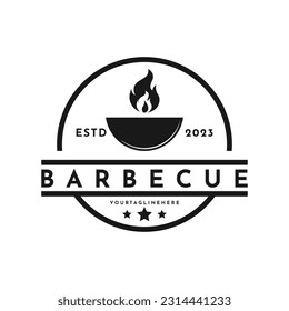 Vintage retro grill barbecue logo design idea
