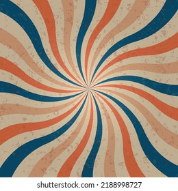 Vintage retro groove background with swirling rays. vector illustration. The pattern is in the style of the seventies and sixties. Hippie style design