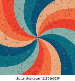 Vintage retro groove background with swirling rays. vector illustration. The pattern is in the style of the seventies and sixties. Hippie style design