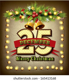 Vintage retro grunge Christmas label