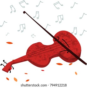 Vintage retro grunge violin on white background,music pattern vector hand draw doodle art invitation card