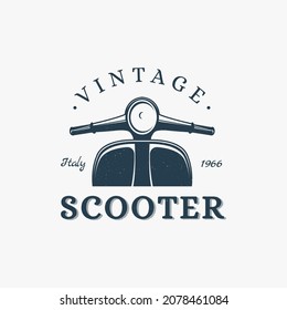 Vintage retro grungy scooter logo design, scooter shirt vector on white background