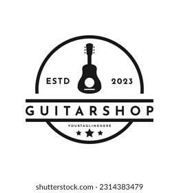 vintage retro guitar logo design idea