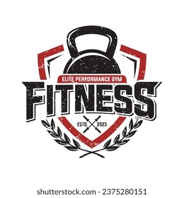 Vintage retro gym fitness equipment. old kettlebells. Kettlebell gym fitness logo vector template. Vector Illustration.
