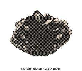 Vintage retro halftone gemstone vector illustration with circle dots pattern texture. Blue sapphire jewel graphic design element isolated on transp...
