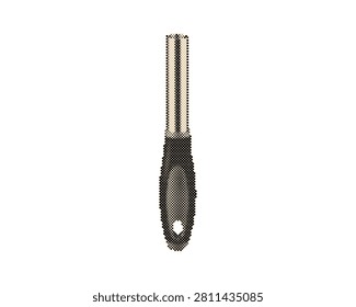Vintage retro halftone scissors cutting tool vector illustration. Classic barber hairdressing shears with circle dot pattern design for professiona...