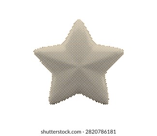 Vintage retro halftone star icon with circle dot pattern design. Classic golden yellow five-pointed geometric shape illustration isolated on transp...