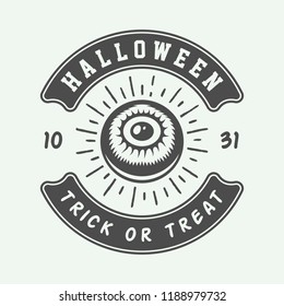 Vintage retro halloween logo, emblem, badge, label, mark, patche. Monochrome Graphic Art. Illustration. Vector.
