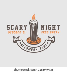 Vintage retro halloween logo, emblem, badge, label, mark, patche. Monochrome Graphic Art. Illustration. Vector.
