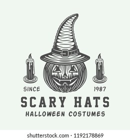 Vintage retro halloween logo, emblem, badge, label, mark, patched. Monochrome Graphic Art. Illustration. Vector.
