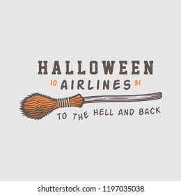 Vintage retro halloween logo, emblem, badge, label, mark, patche. Monochrome Graphic Art. Illustration. Vector.
