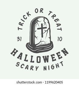 Vintage retro halloween logo, emblem, badge, label, mark, patche. Monochrome Graphic Art. Illustration. Vector.

