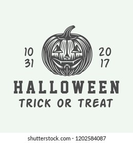 Vintage retro halloween logo, emblem, badge, label, mark, patche. Monochrome Graphic Art. Illustration. Vector.
