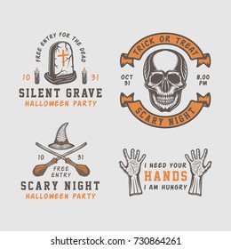 Vintage retro halloween logos, emblems, badges, labels, marks, patches.